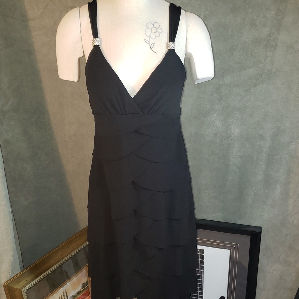La Belle Black Spaghetti Strap Mini Sundress Size L